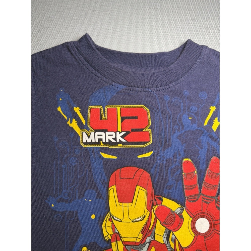 Boys 24 Months Iron Man Blue Short Sleeve Tee Shirt Tshirt Marvel 2013 - Picture 3 of 15